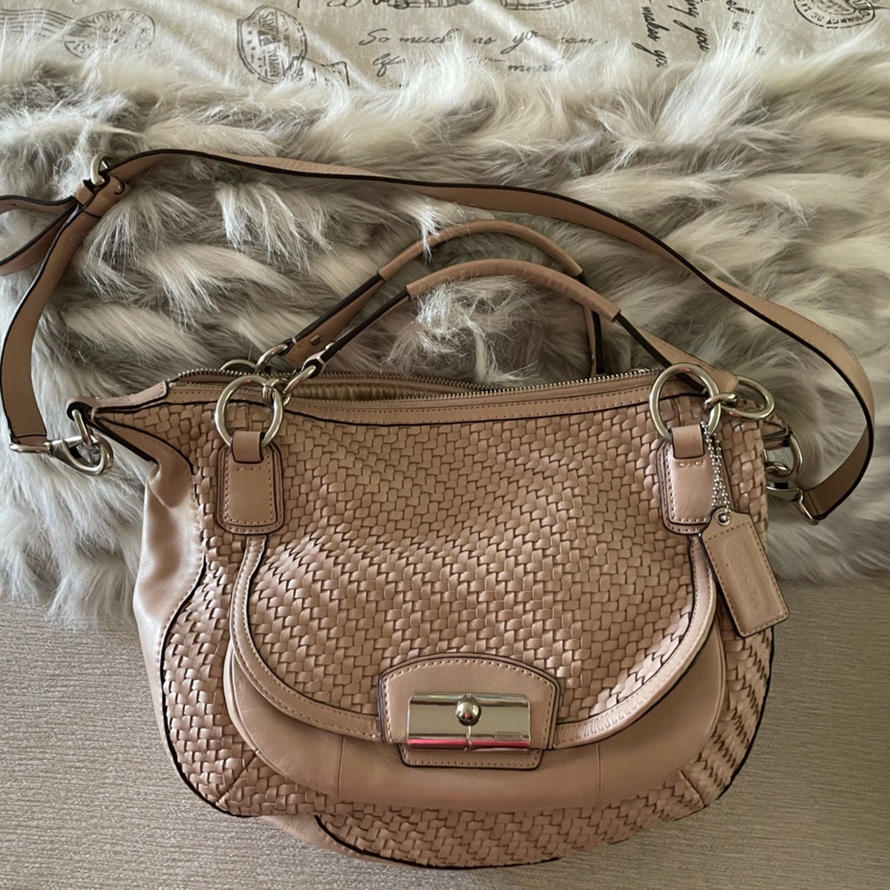 Coach Beige Woven Bag.